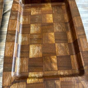 Wood Veneer Checkered Food Tray